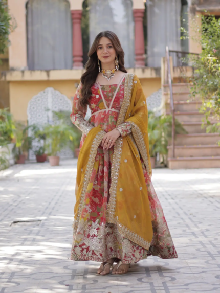 Premium Readymade Alia Cut Gown with Dupatta Set – 2025 Exclusive